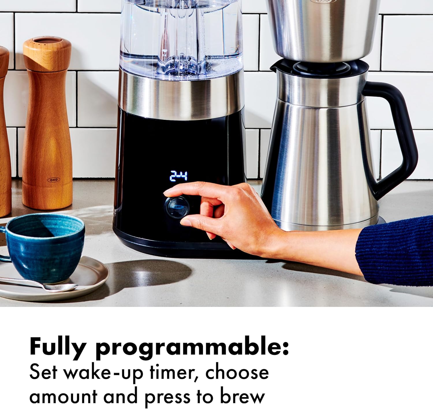 OXO Brew 9-Cup Coffee Maker – Stainless Steel, Programmable Coffee Machine with Single Serve or Full Carafe Options, SCA Certified Home Brewer - Image 5